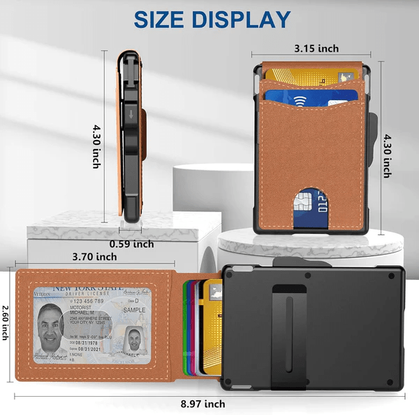 Men's Business Wallet Credit Card Holder Pop Up Smart RFID Blocking Slim Leather
