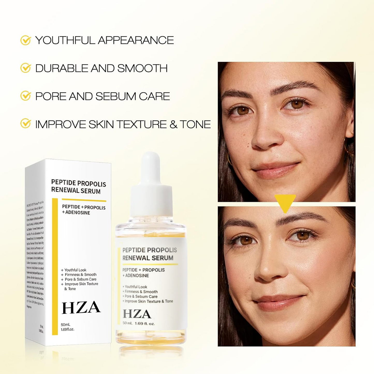 HZA Peptide Propolis Renewal Serum Wrinkles Fine Lines Aging Skin Daily Radiant