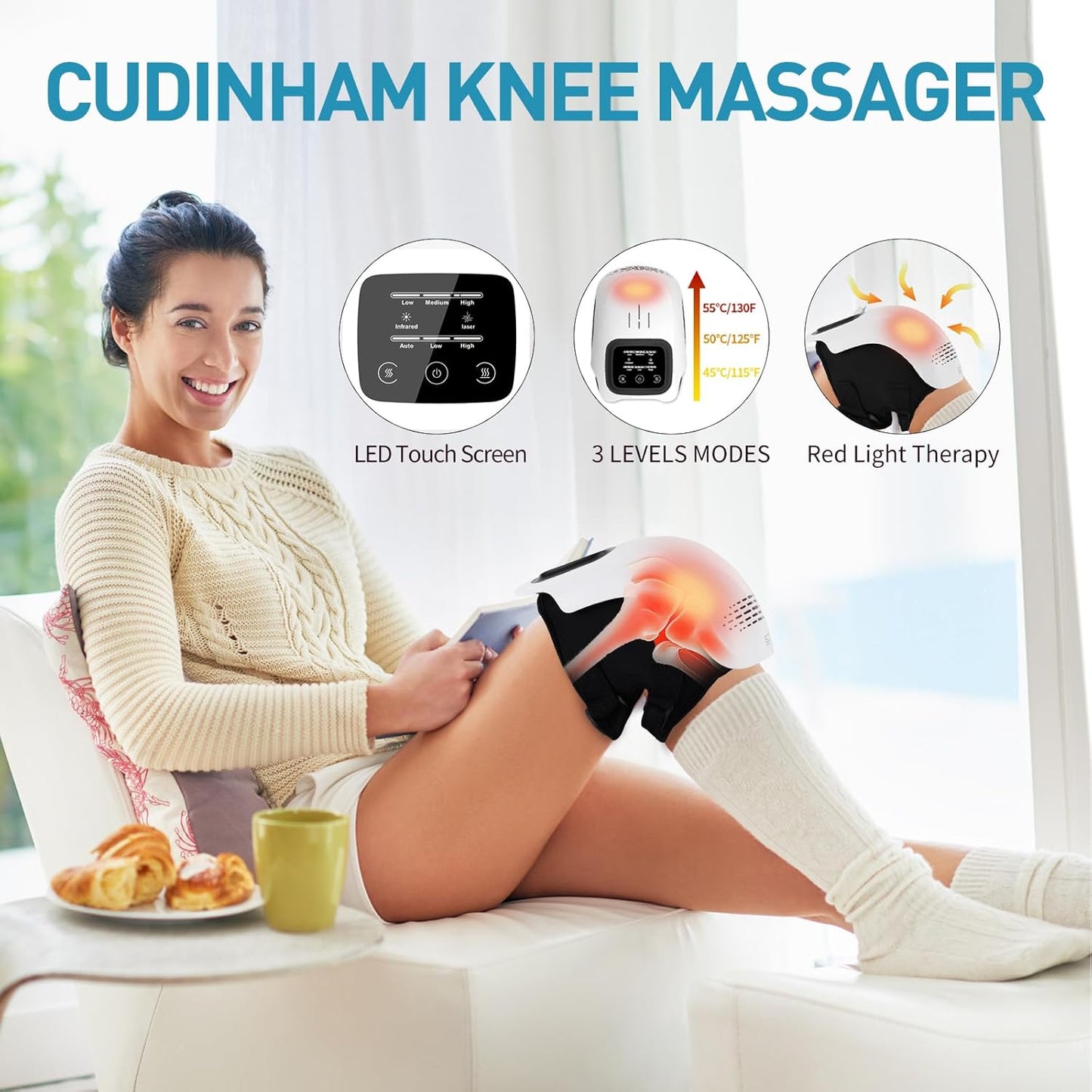 Knee Massager, Large LED Screen, Adjustable Temperature
