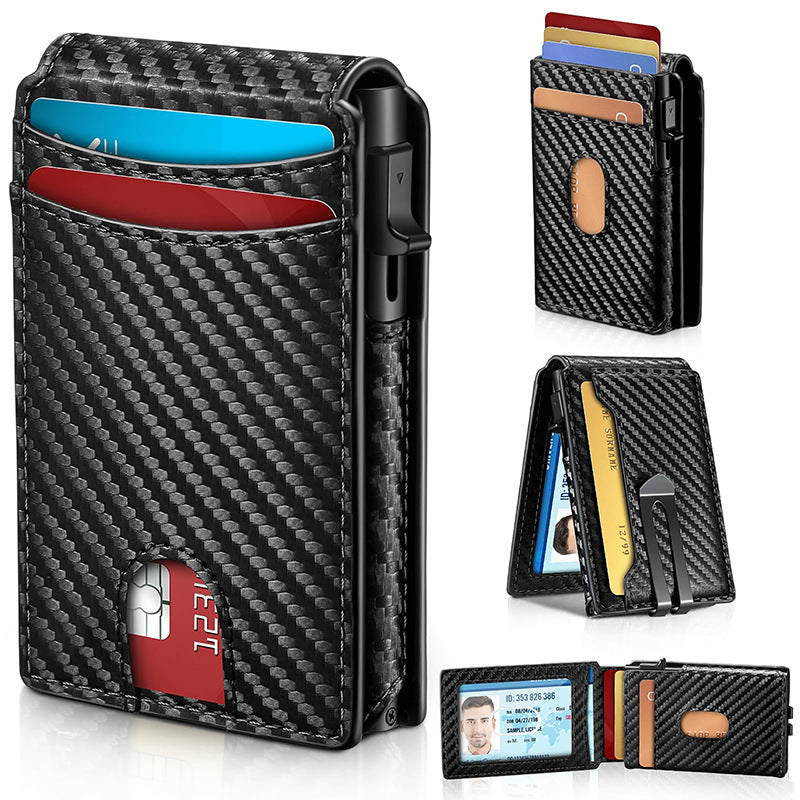 Men's Business Wallet Credit Card Holder Pop Up Smart RFID Blocking Slim Leather