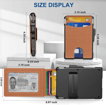 Men's Business Wallet Credit Card Holder Pop Up Smart RFID Blocking Slim Leather
