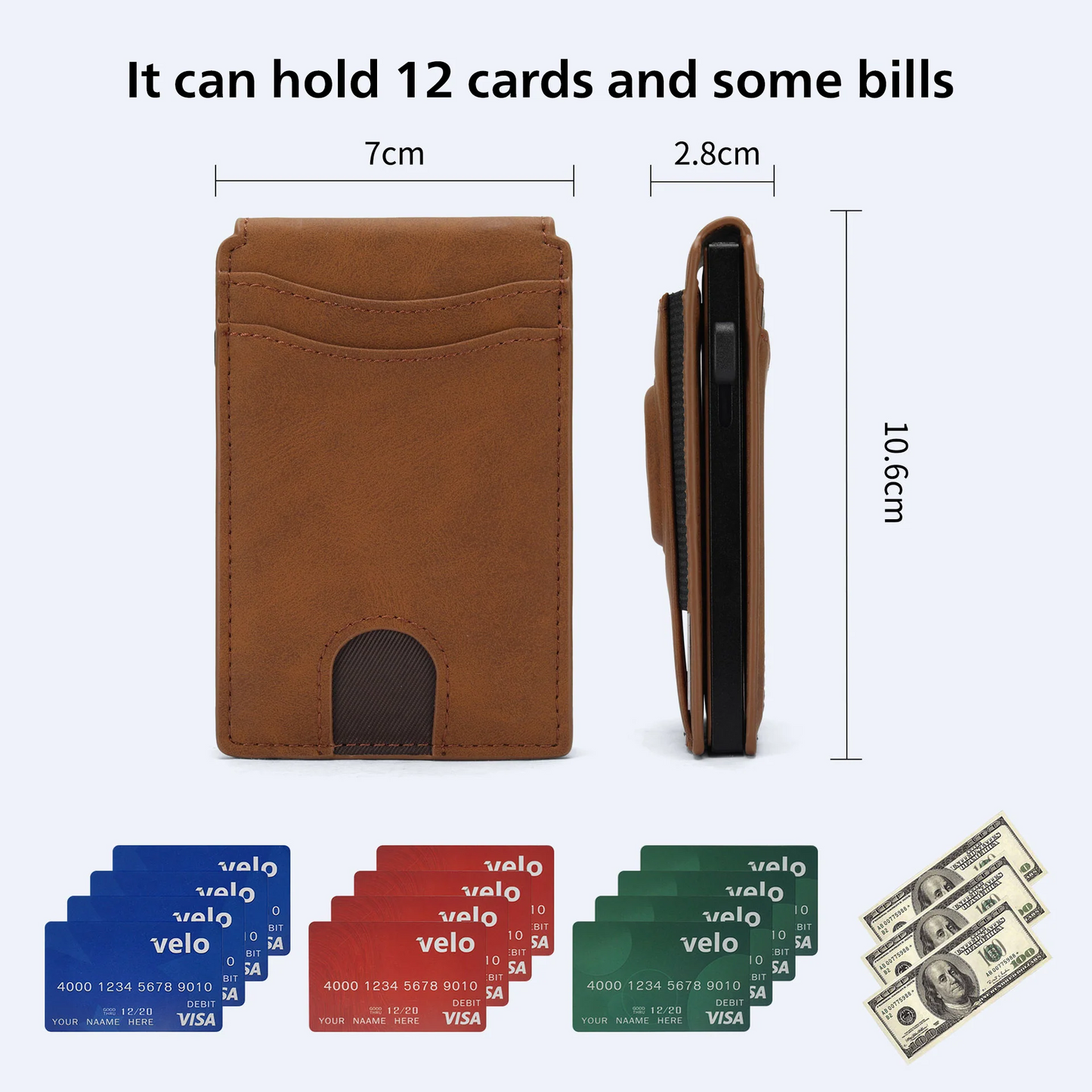 Men's Business Wallet Credit Card Holder Pop Up Smart RFID Blocking Slim Leather