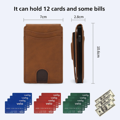 Men's Business Wallet Credit Card Holder Pop Up Smart RFID Blocking Slim Leather