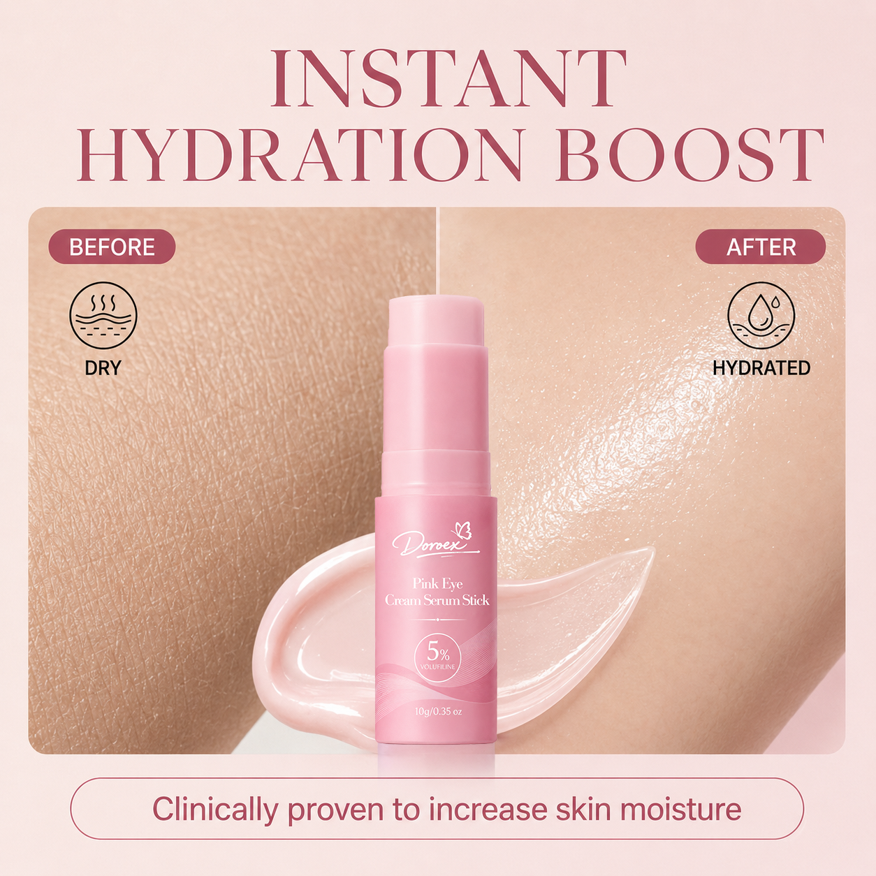 Pink Eye Cream Serum Stick—Smooths Wrinkles, Firms Skin, Anti-Aging Care