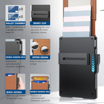 Men's Business Wallet Credit Card Holder Pop Up Smart RFID Blocking Slim Leather